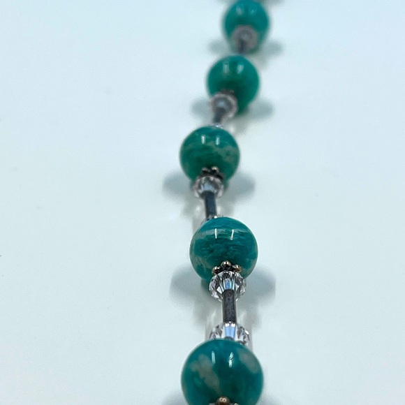 Vintage 925 Silver, Swarovski Crystal, Glass Bead & 925 Silver Bead Bracelet - Picture 4 of 7